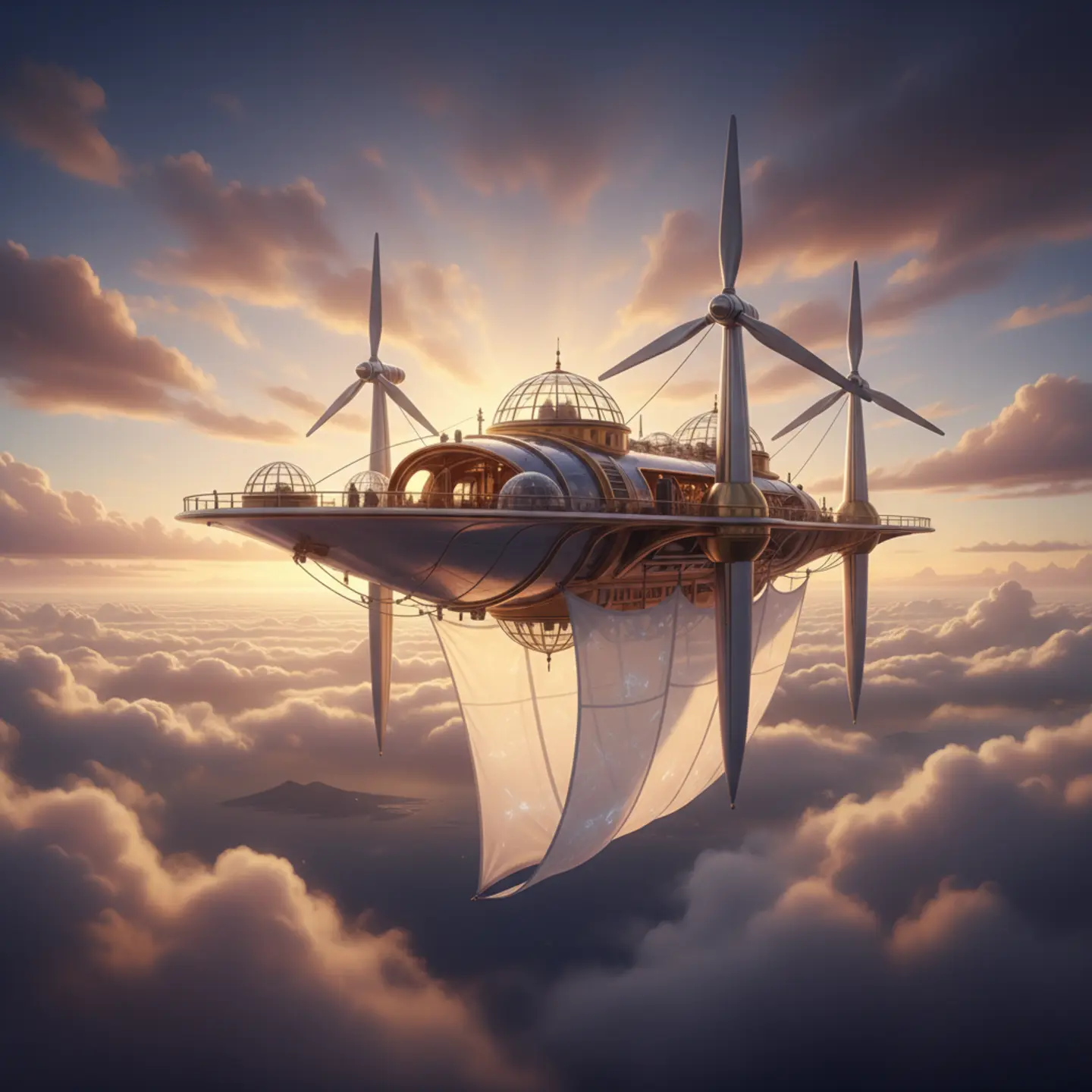 Aether Observatory floating in the clouds